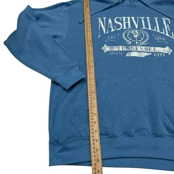 Nashville Tennessee Pullover Hoodie Sz L Point Sportswear Blue Music City 1806 - Picture 7 of 8